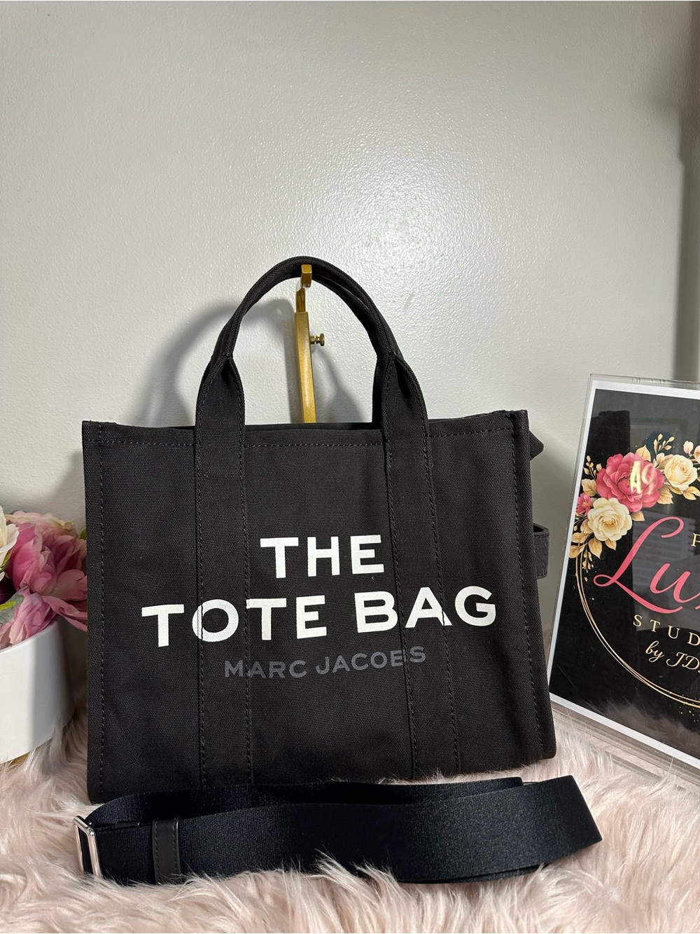 Marc Jacobs Black Canvas 'The Tote Bag' Mini Tote